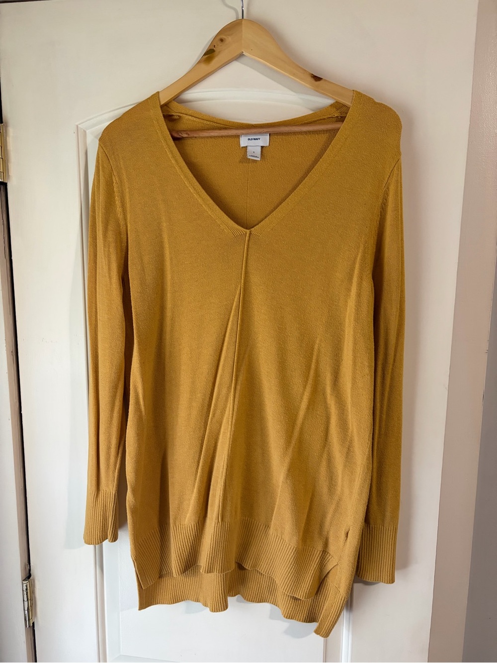 Old Navy Mustard Yellow V-Neck Long Sleeve Tunic Sweater